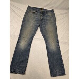 J.CREW Blue Denim Straight Jeans Button Zip 5-Pocket Regular Fit Men's